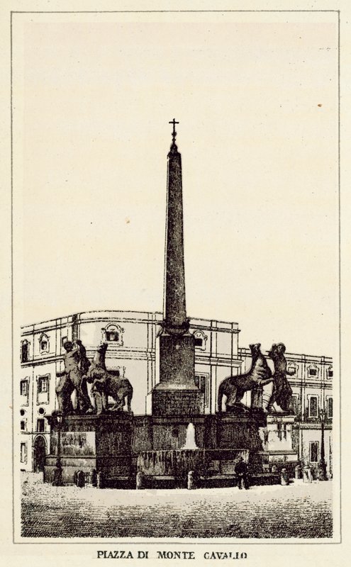 Róma: Monte Cavallo tér (litho) alkotó: Italian School