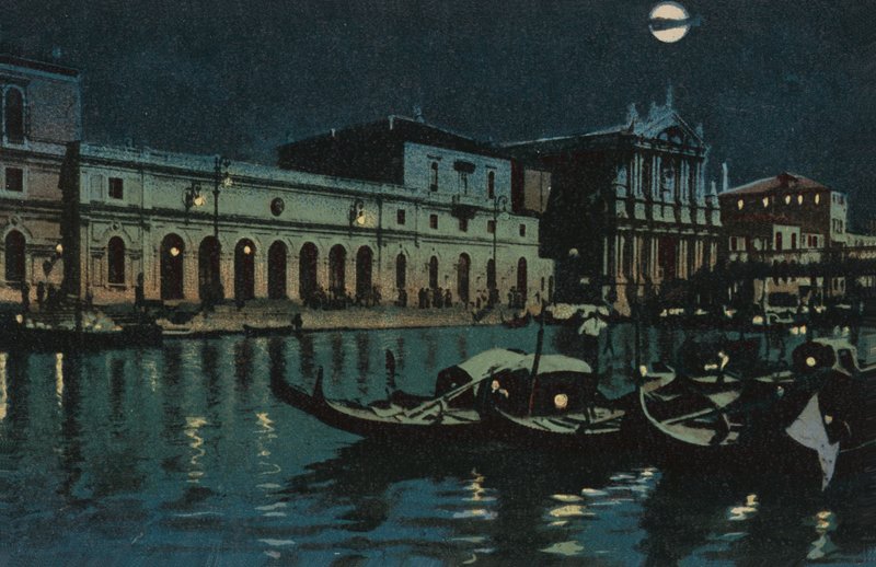 Velence, nagy csatorna (színes litográfia) alkotó: Italian School