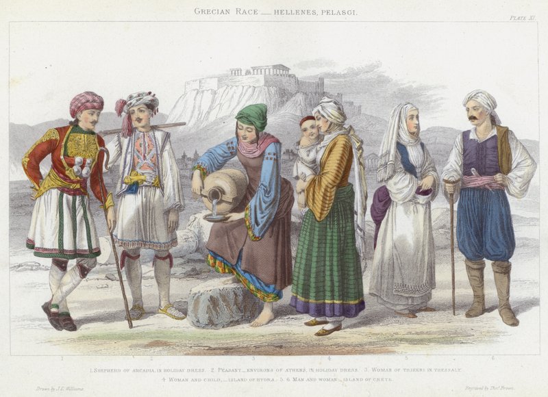 Görög faj, hellének, pelasgi (színes metszet) alkotó: J.L. (after) Williams