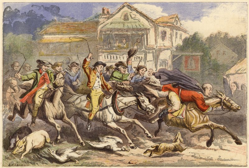 John Gilpin híres lovaglása (chromolitho) alkotó: J. H. Nicholson