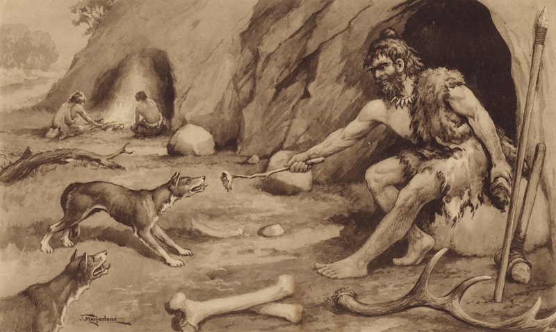 Barlangember (litho) alkotó: J. Macfarlane