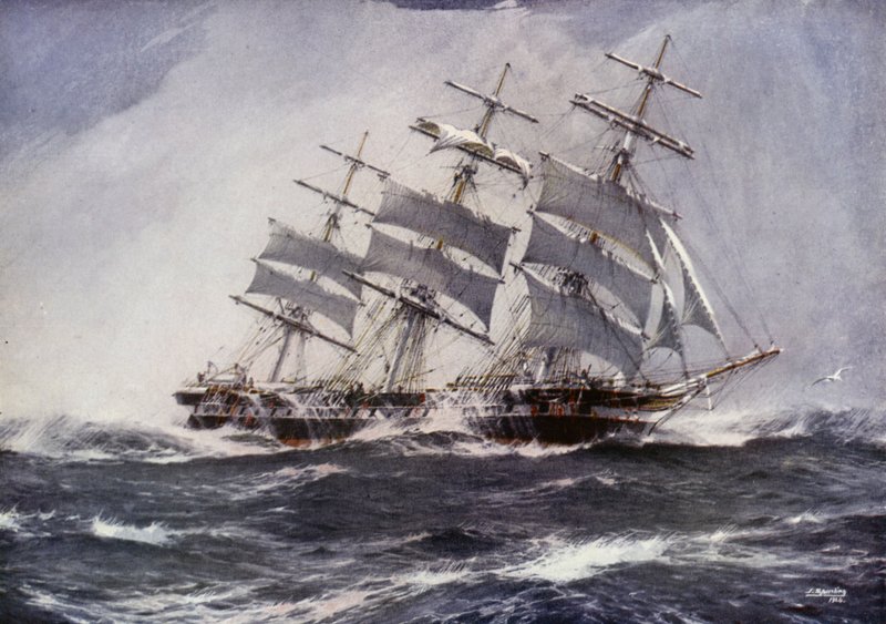 Clipper Hajók: Sobraon (színes litho) alkotó: Jack (after) Spurling