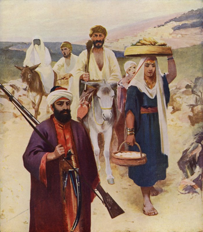Názáret melletti úti jelenet (színes litográfia) alkotó: James (after) Clark