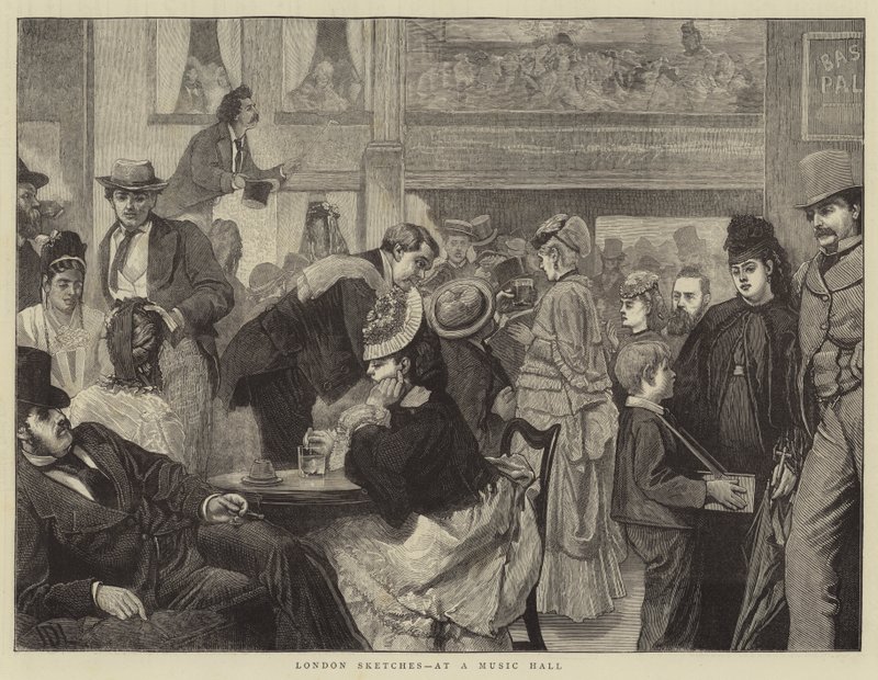 London Sketches, a Music Hallban alkotó: James Dromgole Linton
