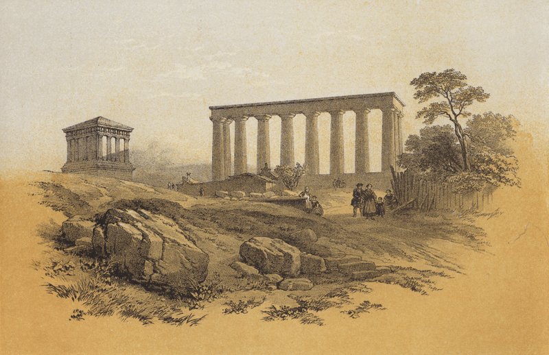 Nemzeti emlékmű, Calton Hill (chromolitho) alkotó: James Duffield Harding