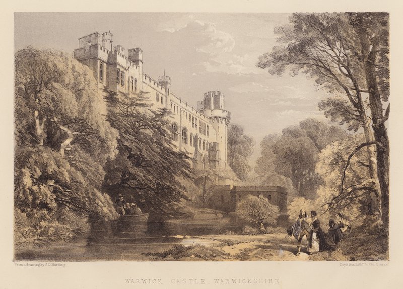 Warwick kastély, Warwickshire (akvatinta) alkotó: James Duffield Harding