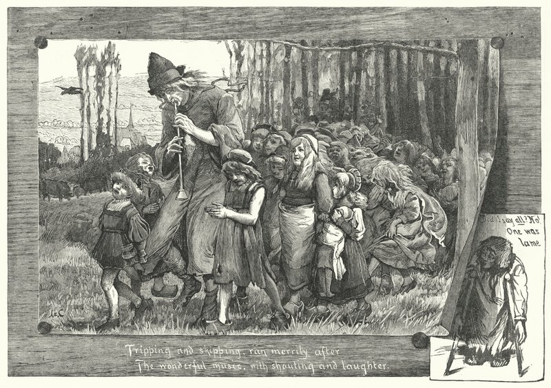 Hamelin pipás (metszet) alkotó: James Elder Christie