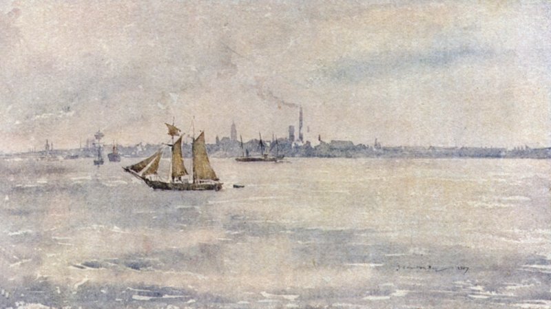 Birkenhead a folyó felől alkotó: James Hamilton Hay