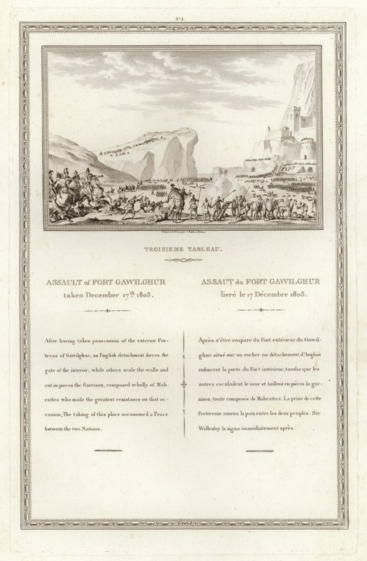 A Gawilghur erőd megtámadása, 1803. december 17-én alkotó: Jean Duplessi Bertaux