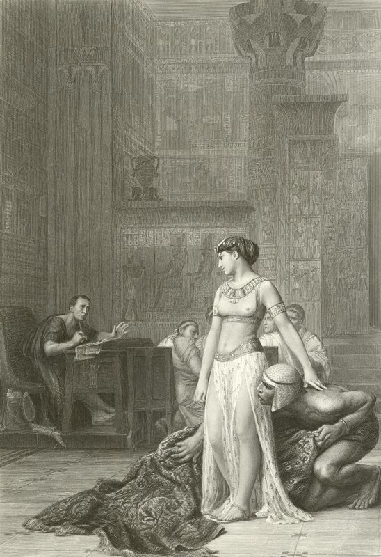 Kleopátra és Caesar (metszet) alkotó: Jean Leon (after) Gerome
