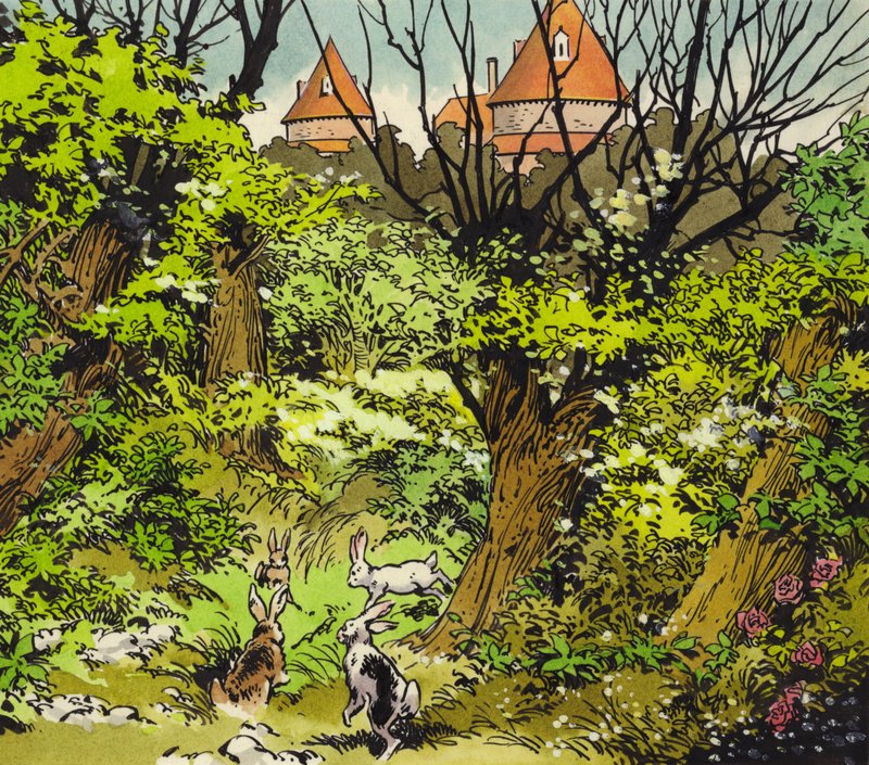 Mesebeli kastély (gouache, papír) alkotó: Jesus Blasco