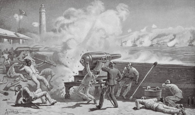 Alexandria bombázása (litográfia) alkotó: Johann Nepomuk (after) Schonberg