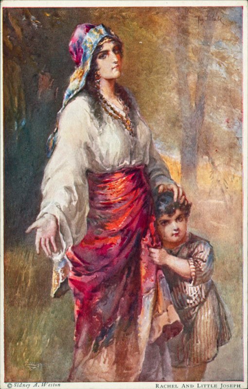 Ráchel és a kis József (színes litográfia) alkotó: Johannes Adolf Tillack
