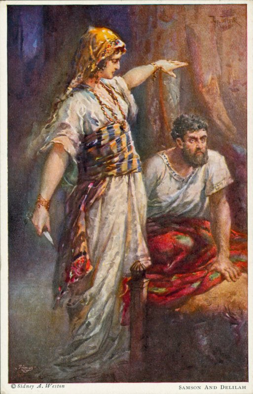 Sámson és Delila (színes litográfia) alkotó: Johannes Adolf Tillack
