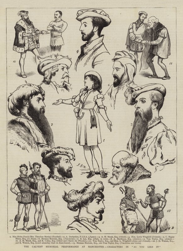 A manchesteri Calvert-emlékelőadás, karakterek az Ahogy tetszik című előadásban alkotó: John Charles Dollman