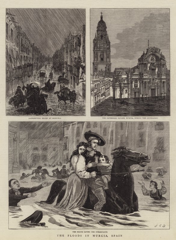 Az árvizek Murciában, Spanyolországban alkotó: John Charles Dollman