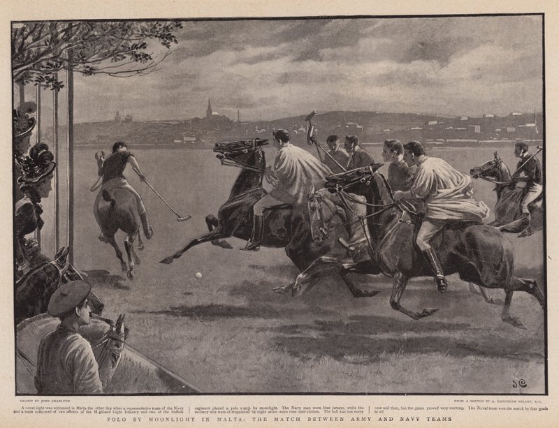 Polo by Moonlight Máltán, a hadsereg és a haditengerészet csapatai közötti mérkőzés alkotó: John Charlton