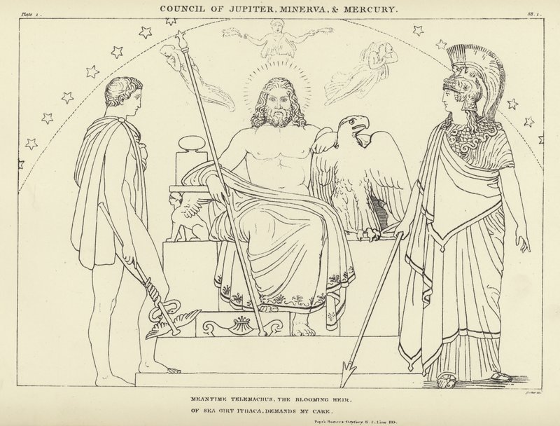 Jupiter, Minerva és Merkúr Tanácsa alkotó: John Flaxman