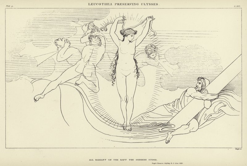 Leucothea tartósító Ulysses alkotó: John Flaxman