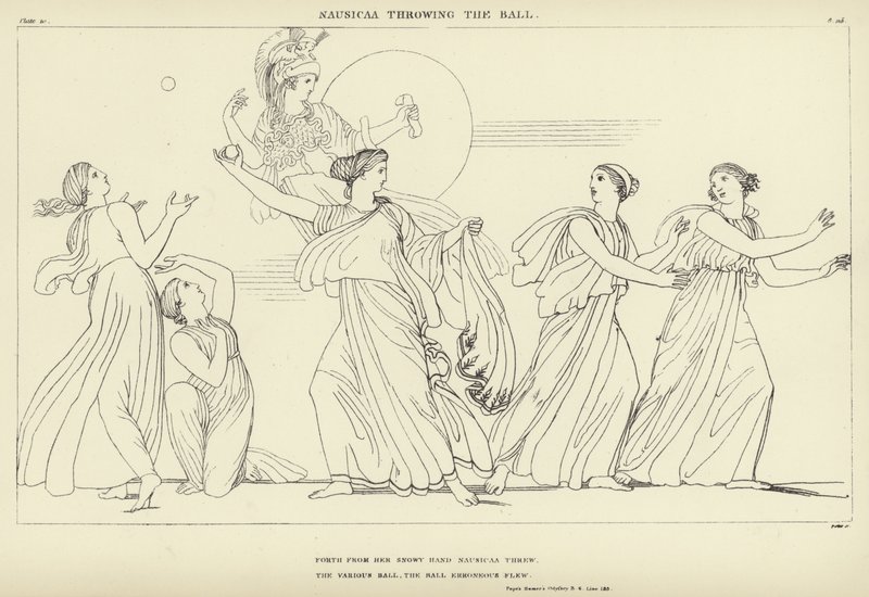 Nausicaa dobja a labdát alkotó: John Flaxman