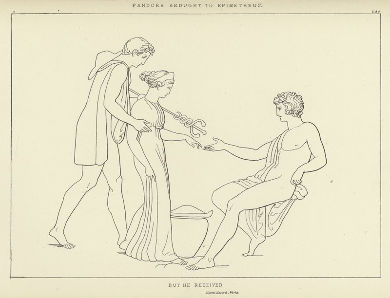 Pandorát Epimetheuszhoz vitték alkotó: John Flaxman
