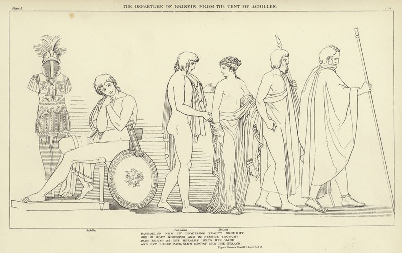 Briseis távozása Akhilleusz sátrától alkotó: John Flaxman
