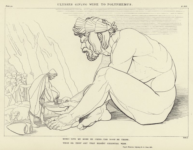 Odüsszeusz bort ad Poliphemosznak alkotó: John Flaxman