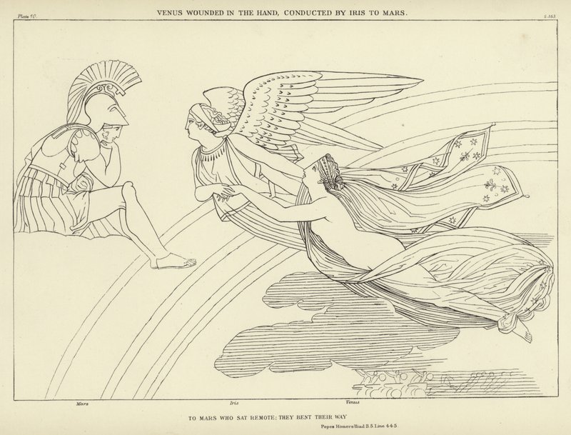 Vénusz sebesülten a kezében, Iris vezette a Marshoz alkotó: John Flaxman
