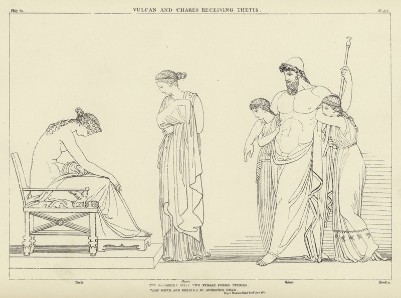 Vulkán és Chares Thetis fogadja alkotó: John Flaxman