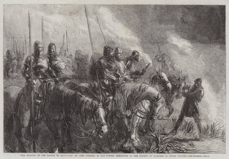 Az agincourt-i csata reggele, az Akvarellfestők Társaságának téli kiállításán alkotó: John Gilbert