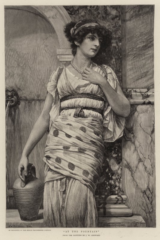 A szökőkútnál alkotó: John William Godward