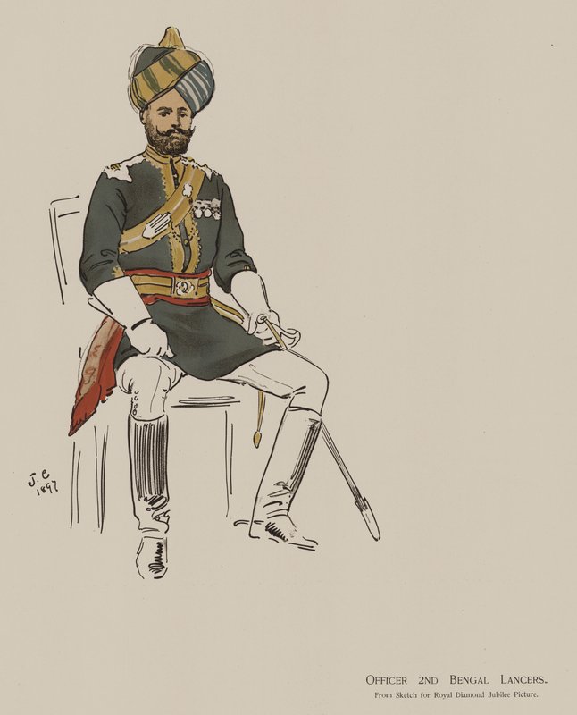 tiszt 2. Bengal Lancers (színes litho) alkotó: John (after) Charlton