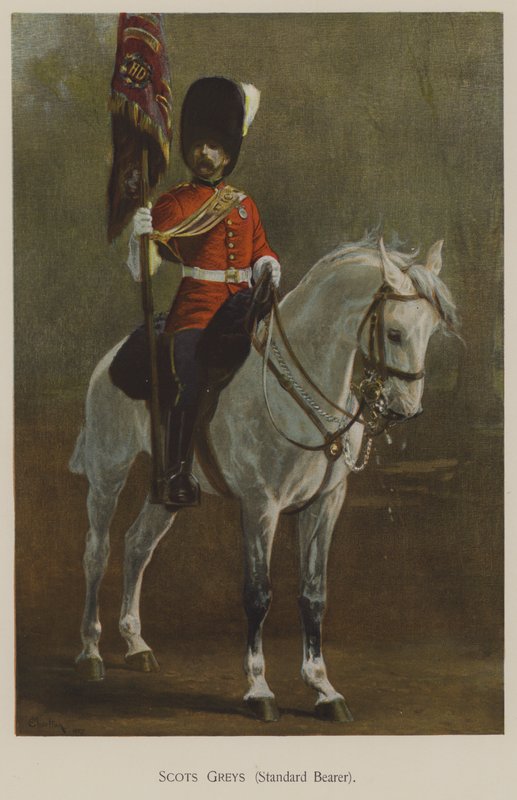 Scots Greys, Standard Bearer (színes litho) alkotó: John (after) Charlton