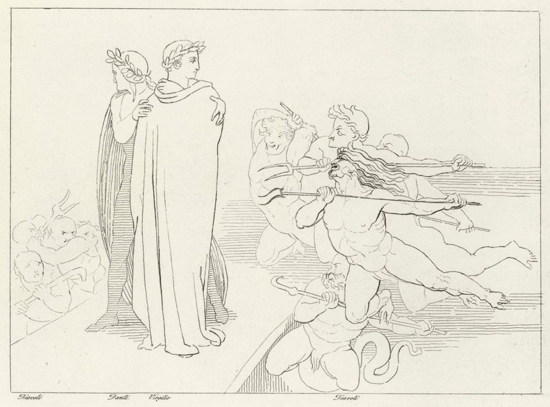 The Bridge, Inferno, Canto 21 (metszet) alkotó: John (after) Flaxman