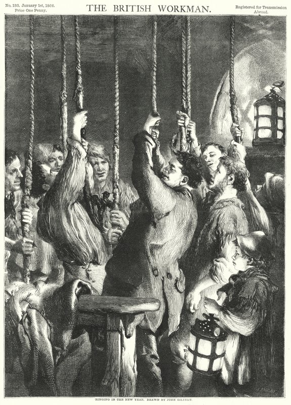 Csengetés az újévben (metszet) alkotó: John Gilbert
