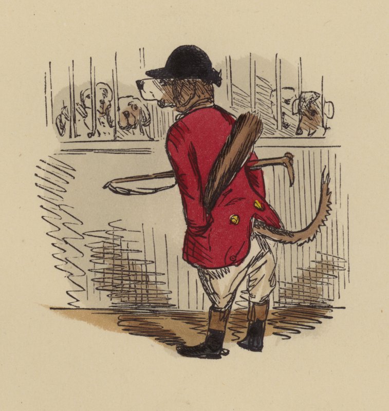Vadásznak öltözött vadászkutya alkotó: John Leech