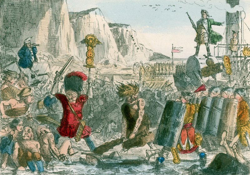 Julius Caesar partraszállása alkotó: John Leech