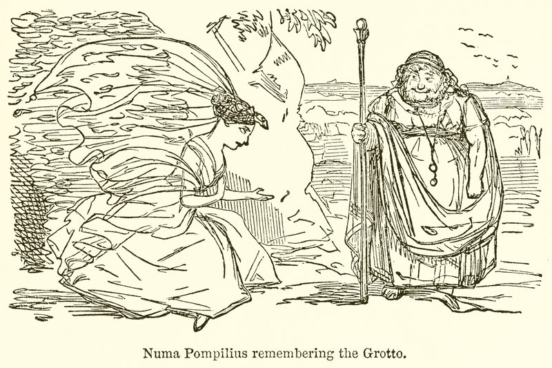 Numa Pompilius a barlangra emlékezve alkotó: John Leech
