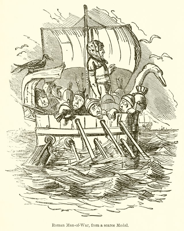Római háborús ember, szűkös éremből alkotó: John Leech