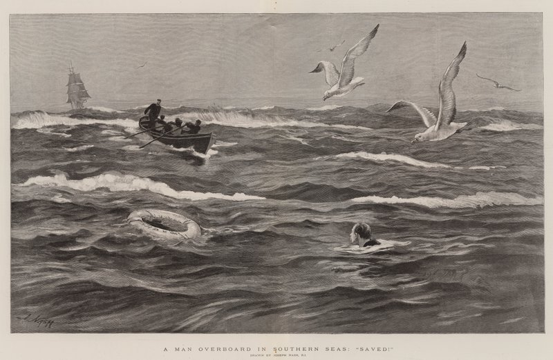 A Man Overboard in Southern Seas, Saved!  alkotó: Joseph Nash