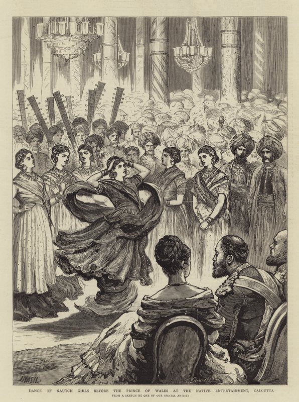 Nautch Girls tánca a walesi herceg előtt a Native Entertainmentben, Calcutta alkotó: Joseph Nash
