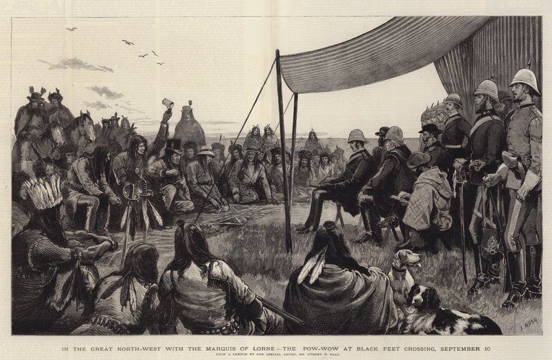Nagy északnyugaton Lorne márkival, a Pow-Wow a Black Feet Crossingnél, szeptember 10. alkotó: Joseph Nash