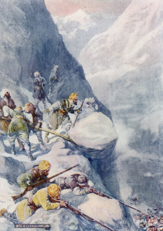 A gördülő kövek összezúzták, muskétalövések lekaszálták, a férfiak százával estek el. alkotó: Joseph Ratcliffe Skelton