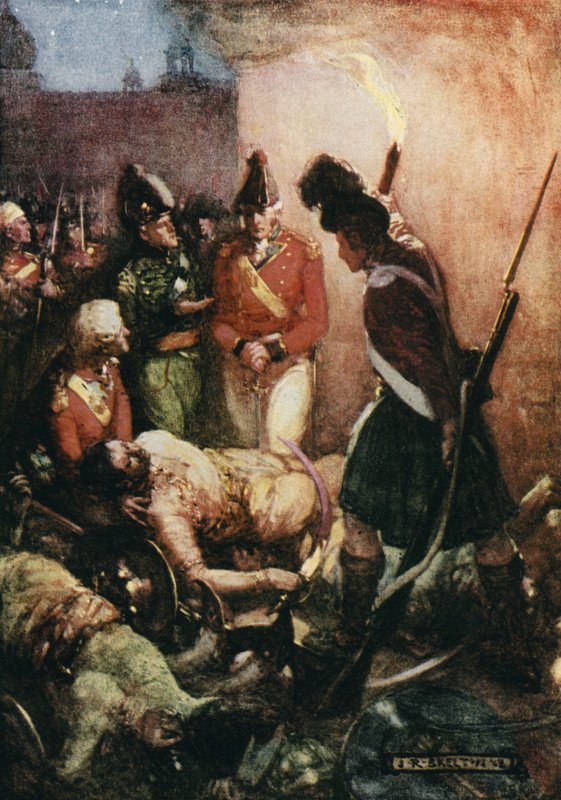 Tippoo Sultan holttestét követőik teste alatt találták meg alkotó: Joseph Ratcliffe Skelton