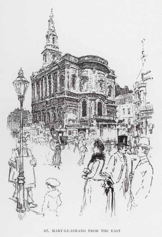 St Mary-le-Strand keletről (litho) alkotó: Joseph (after) Pennell