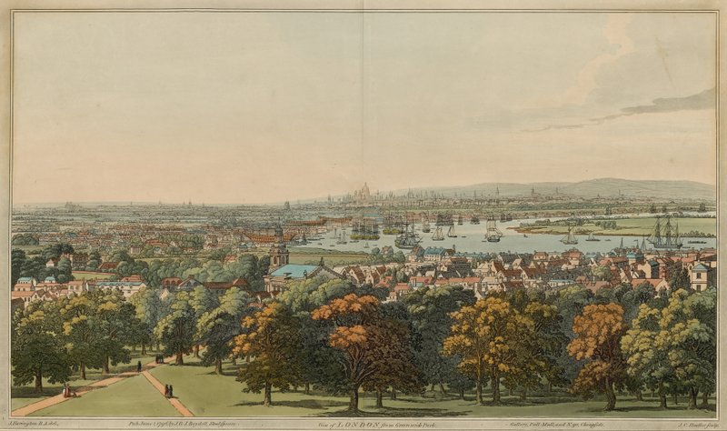 London látképe a Greenwich Parkból alkotó: Joseph Farington