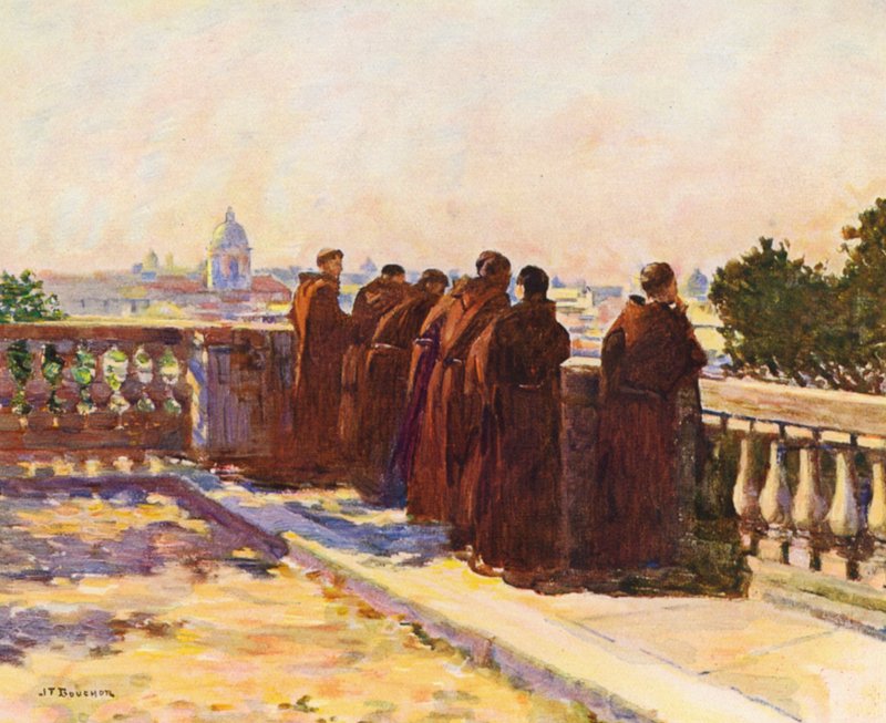 Róma: A Pinciónál (színes litó) alkotó: Joseph Felix Bouchor