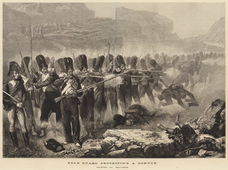 Egy konvojt védő hátsó őrség alkotó: Joseph Louis Hippolyte Bellange