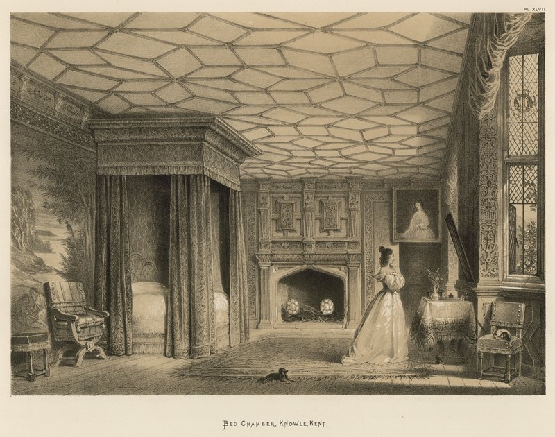 Bed Chamber, Knowle, Kent alkotó: Joseph Nash