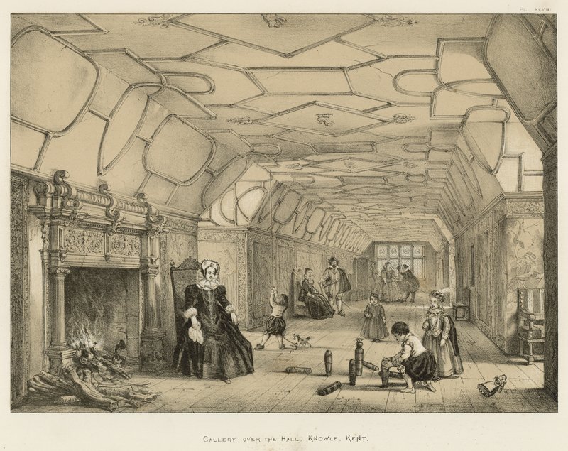 Galéria a csarnok felett, Knowle, Kent alkotó: Joseph Nash